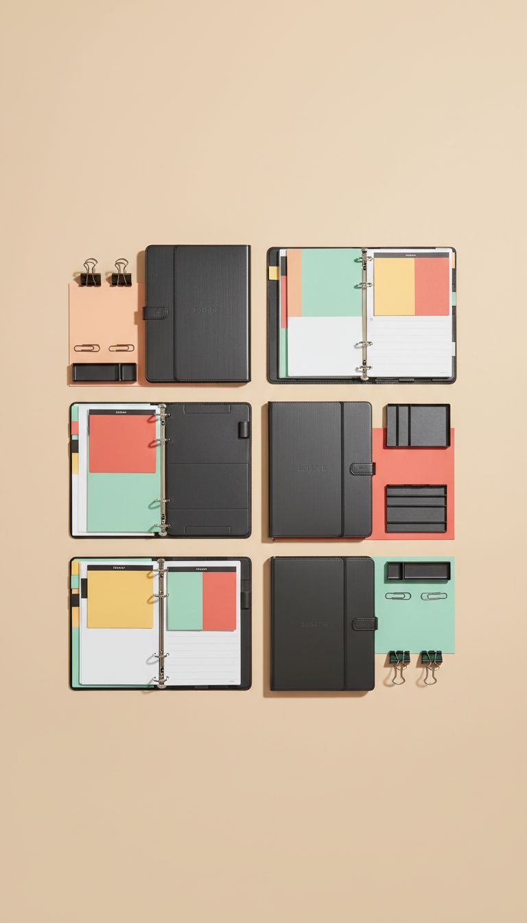 Metallic stationery accessory kit for modular planners